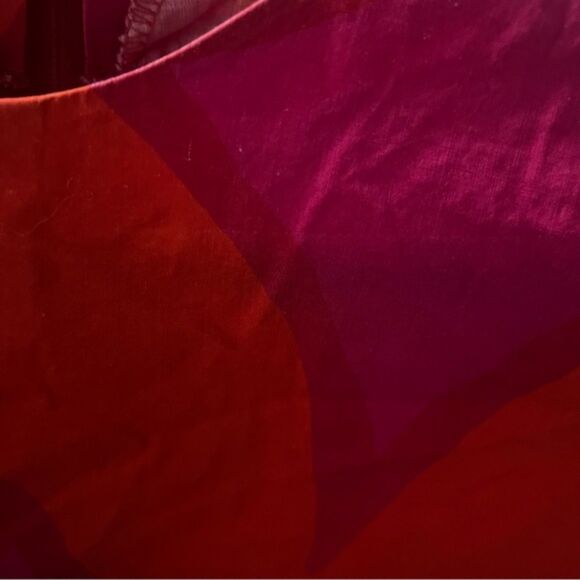 Vintage 1966 Marimekko abstract red maxi dress with quilted hem Art to wear - Picture 12 of 15